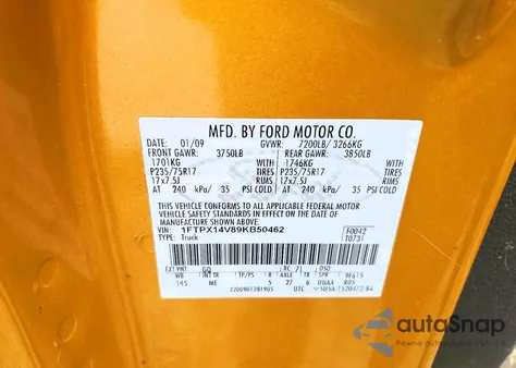 2009 Ford F150 Super Cab из США, поврежденный, VIN 1FTPX14V89KB50462